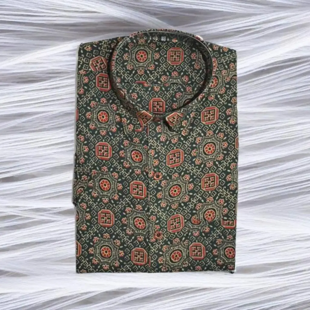 Ajrakh Cotton Printed Half Shirt